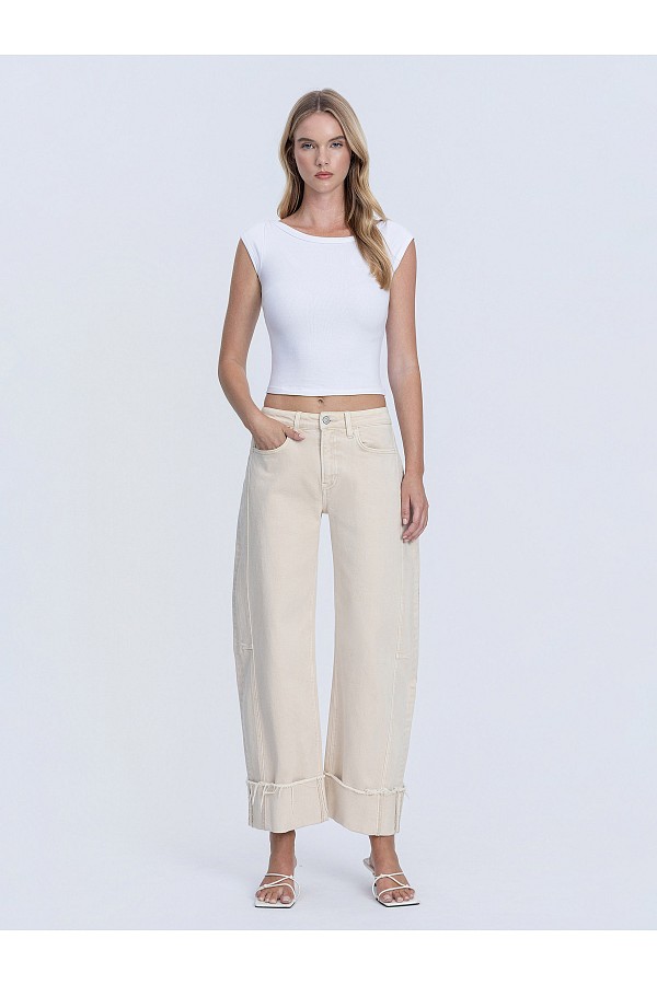 HIGH RISE SIDE PANEL CROP CUFFED BA...